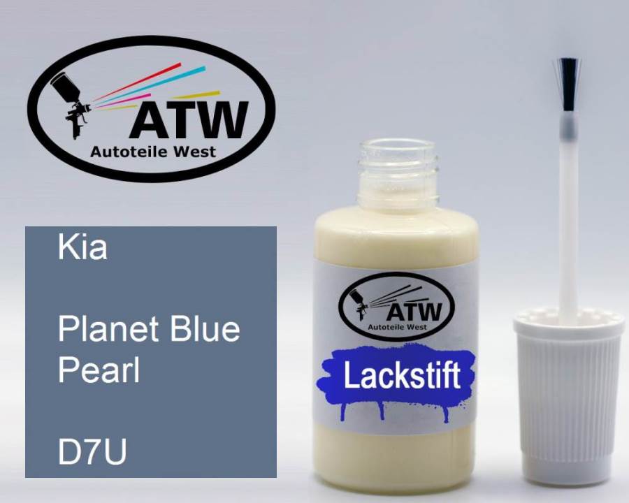 Kia, Planet Blue Pearl, D7U: 20ml Lackstift, von ATW Autoteile West.